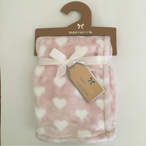 mon lapin Other New Mon Lapin Luxury Baby Blanket Pink White Hearts